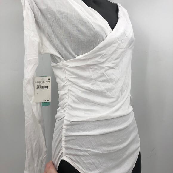 Abound Womens Off The Shoulder Wrap Bodysuits  Long Sleeve White Size Small NWT - Picture 4 of 9